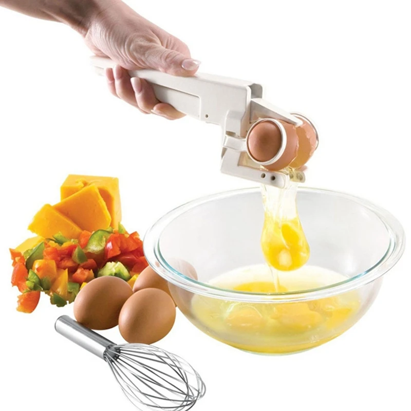

LJL-Egg Cracker Separator Handheld Egg Opener Breaker Kitchen Gadget Tool Egg Whites Yolk Quick Separation Egg