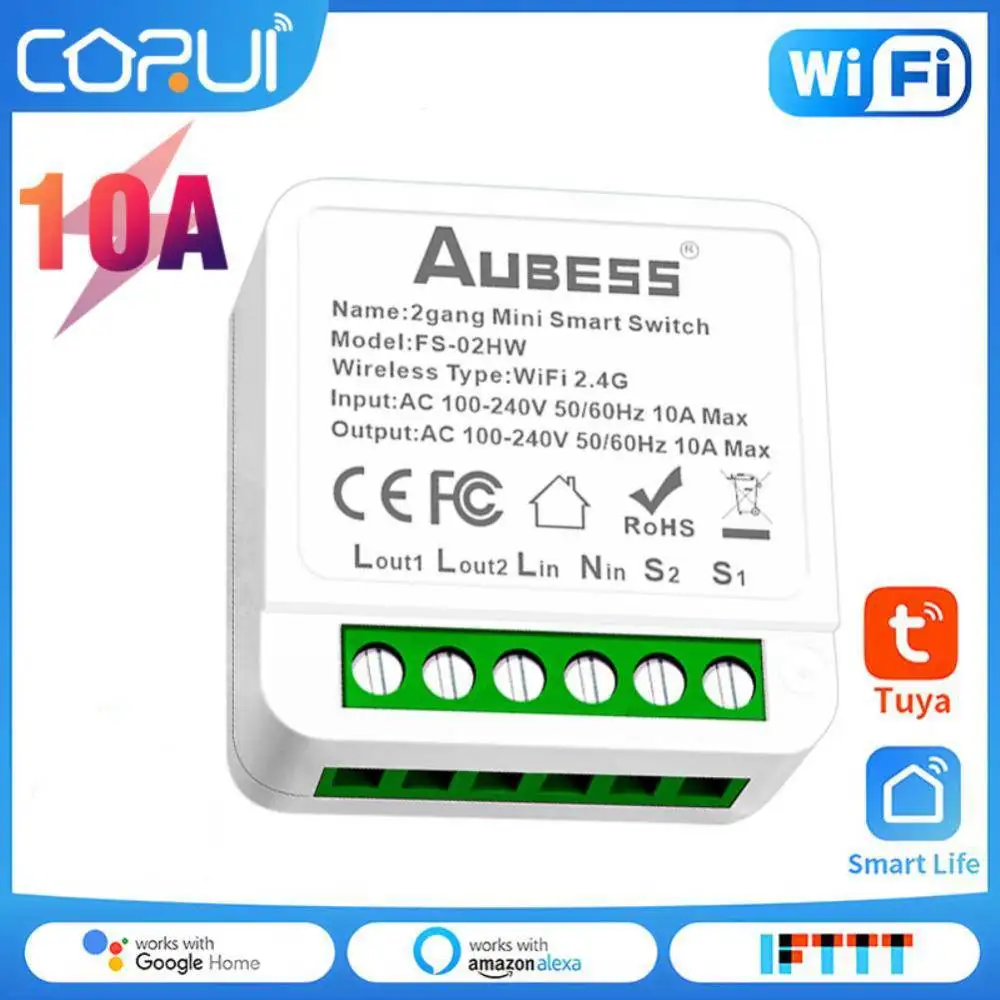 CORUI Mini Tuya Smart 2 Gang DIY Switch Module WIFI APP Control Two Way Switches Home Automation Alexa Google Home Yandex Alice
CORUI Mini Tuya Smart 2 Gang DIY Switch Module WIFI APP Control Two Way Switches Home Automation Alexa Google Home Yandex Alice