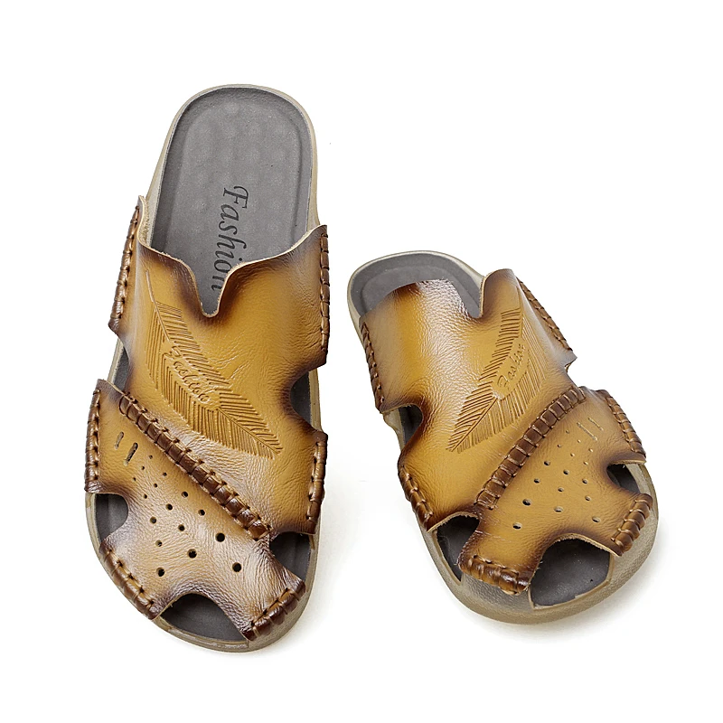 Men Shoes High Quality Genuine Leather Men Sandals Slip-on Beach Men Slippers Male Slippers Wear-resistant Soft Plus Size 46
Men Shoes High Quality Genuine Leather Men Sandals Slip-on Beach Men Slippers Male Slippers Wear-resistant Soft Plus Size 46