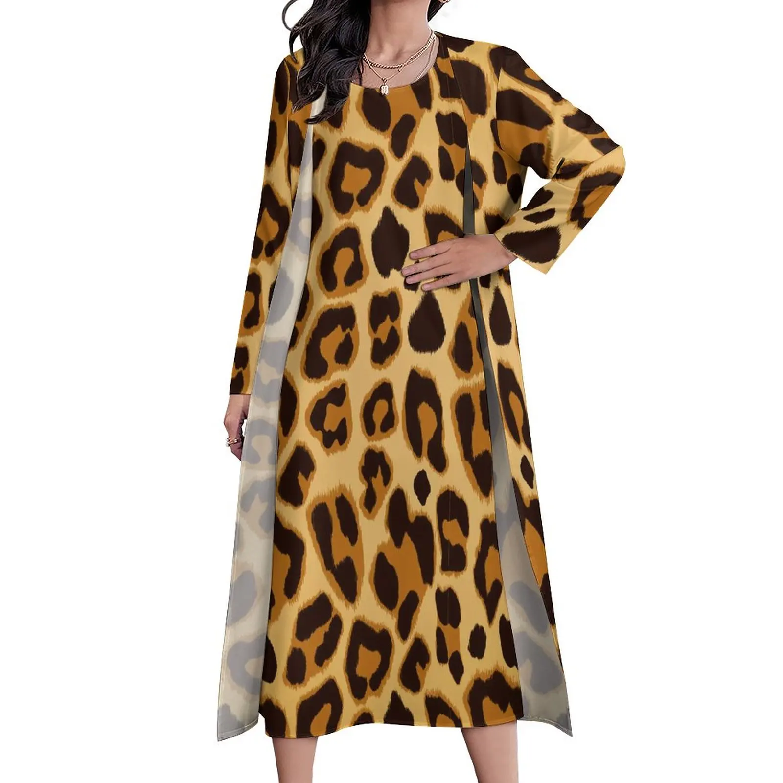 Leopard Print Dress Dark Burnt Orange Spots Maxi Dress Two Piece Custom Bohemia Long Dresses Street Fashion Big Size Vestidos 
Leopard Print Dress Dark Burnt Orange Spots Maxi Dress Two Piece Custom Bohemia Long Dresses Street Fashion Big Size Vestidos