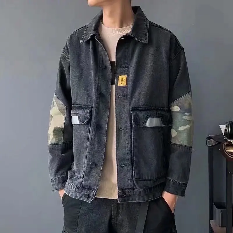 Denim Jacket Men's Loose Splicing Overalls Lapel Coat Labor Protection Wear-resistant Camouflage Work Jacket
Denim Jacket Men's Loose Splicing Overalls Lapel Coat Labor Protection Wear-resistant Camouflage Work Jacket