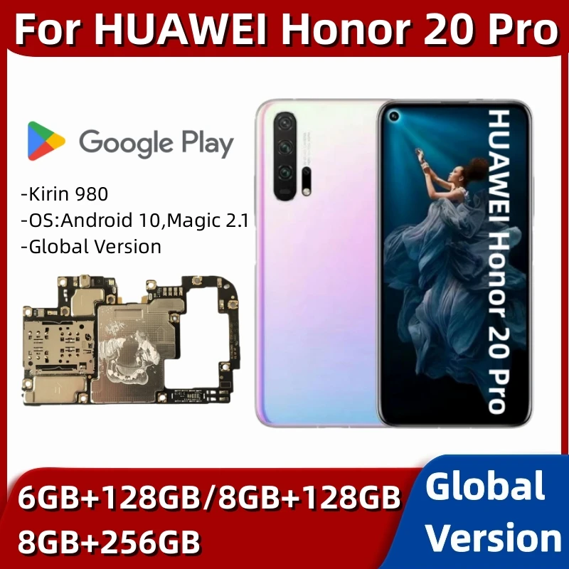 

256GB Motherboard for Huawei Honor 20 Pro Mainboard Original Unlocked Main Circuit Plate Global ROM Logic Board With Full Chips