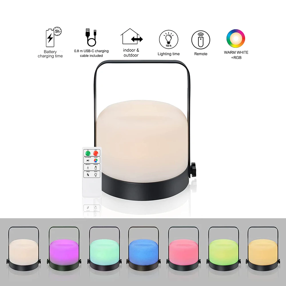 Outdoor LED Lantern Protable Lamp Operated Wireless Rechargeable Remote Control 8 Colors Dimming For Bedroom Garden Patio
Outdoor LED Lantern Protable Lamp Operated Wireless Rechargeable Remote Control 8 Colors Dimming For Bedroom Garden Patio