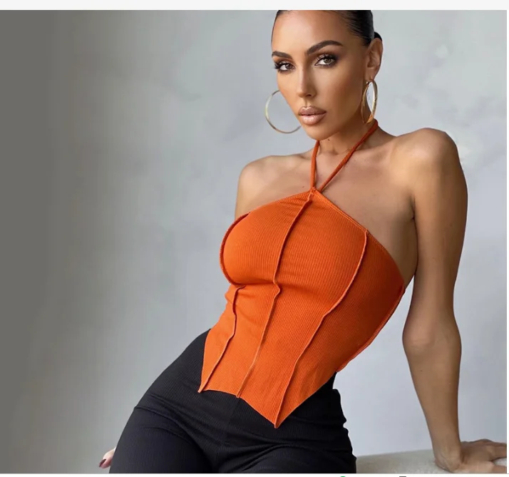 Women Sexy Knitted Crop Top Crop Sleeveless Cropped Vest Slim Sling Knitted Tank Top halter neck Plain Camisole High Elastic Cam
Women Sexy Knitted Crop Top Crop Sleeveless Cropped Vest Slim Sling Knitted Tank Top halter neck Plain Camisole High Elastic Cam