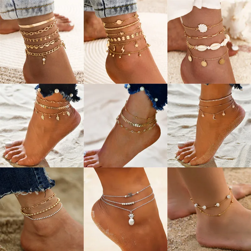KOTiK Vintage Bohemian Gold Color Chain Anklets for Women Crystal Beads Key Heart Butterfly Leg Anklet Bracelet Beach Jewelry
KOTiK Vintage Bohemian Gold Color Chain Anklets for Women Crystal Beads Key Heart Butterfly Leg Anklet Bracelet Beach Jewelry