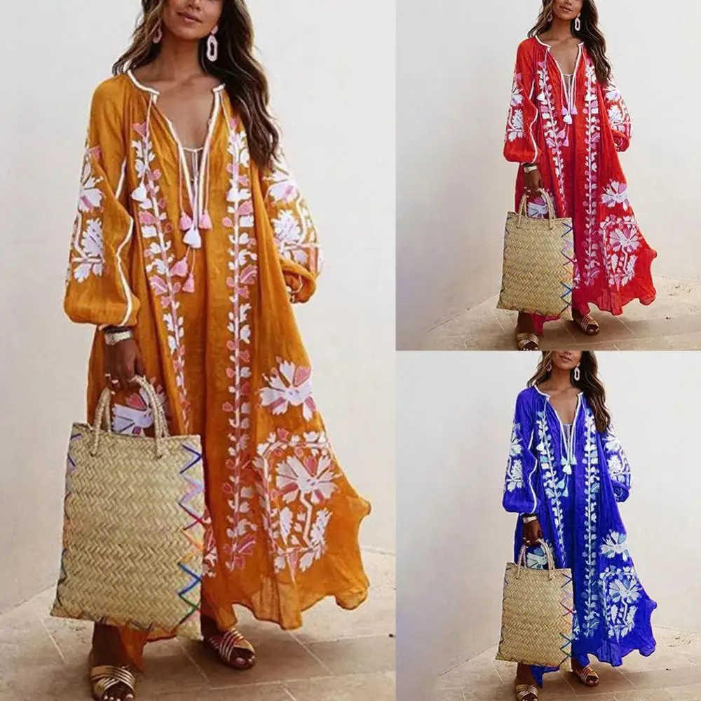 Женское Повседневное платье с цветочным принтом, Свободное длинное платье с V-образным вырезом, винтажное богемное платье в этническом стил...
Женское Повседневное платье с цветочным принтом, Свободное длинное платье с V-образным вырезом, винтажное богемное платье в этническом стил...