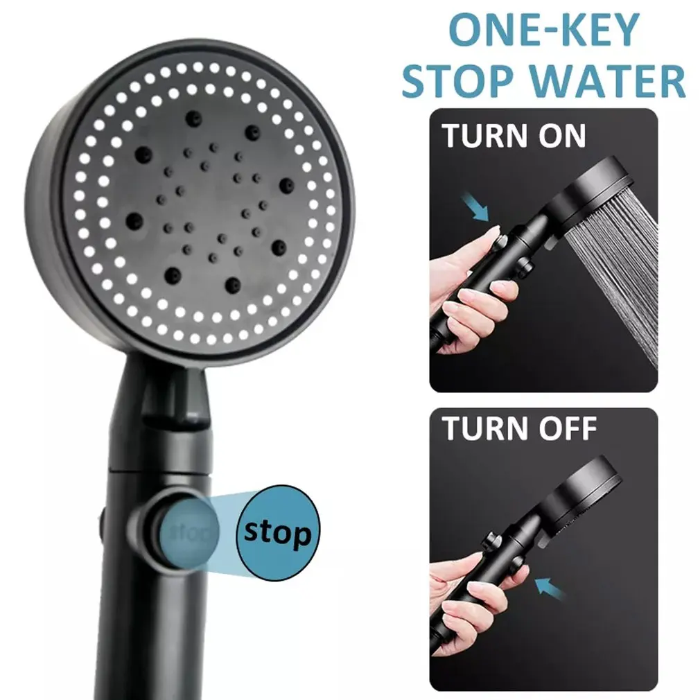 Shower Head Water Saving Black 5 Mode Adjustable High Pressure Shower One-key Stop Water Massage Eco Shower Bathroom Accessories
Shower Head Water Saving Black 5 Mode Adjustable High Pressure Shower One-key Stop Water Massage Eco Shower Bathroom Accessories