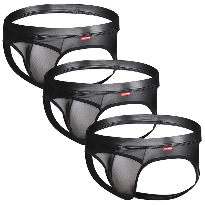 3PCS/Lot Men's Sexy Jockstraps Gay Briefs Hollow Out T-Back Mesh Patchwork PU Leather Underwear Underpants Sexy Gay Male Panties
3PCS/Lot Men's Sexy Jockstraps Gay Briefs Hollow Out T-Back Mesh Patchwork PU Leather Underwear Underpants Sexy Gay Male Panties