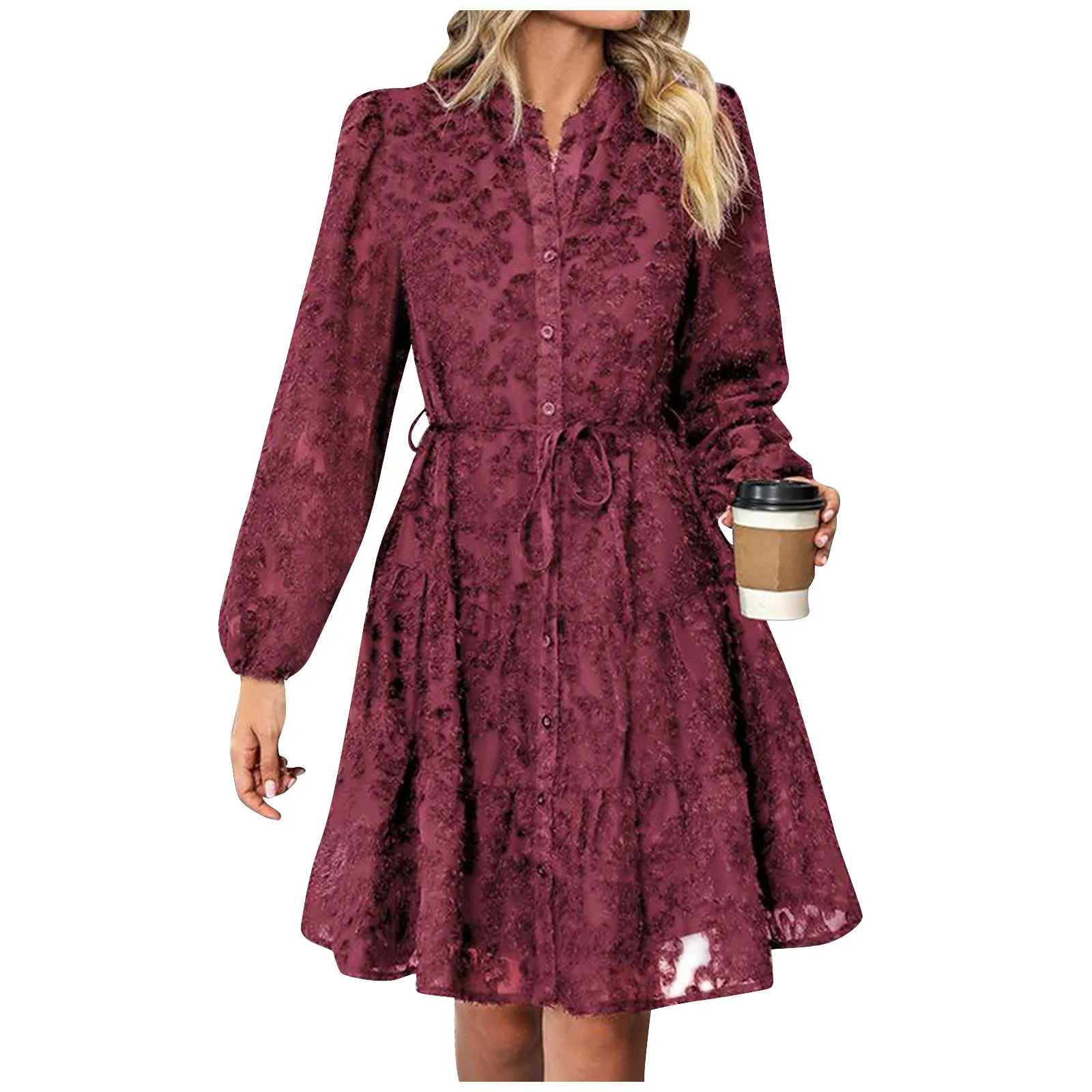 Women'S Patchwork Button Up Dress Casual And Fashionable Patchwork Solid Color Long Sleeved Dresses V-Neck Pullover Mini Dress
Women'S Patchwork Button Up Dress Casual And Fashionable Patchwork Solid Color Long Sleeved Dresses V-Neck Pullover Mini Dress