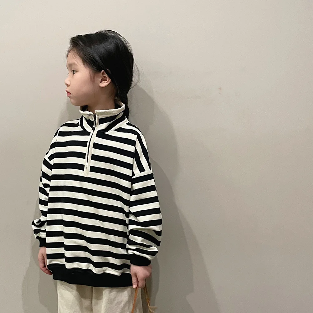 Весенняя новинка, Модные полосатые толстовки для мальчиков и девочек, детский Свободный свитшот с воротником-стойкой
Весенняя новинка, Модные полосатые толстовки для мальчиков и девочек, детский Свободный свитшот с воротником-стойкой