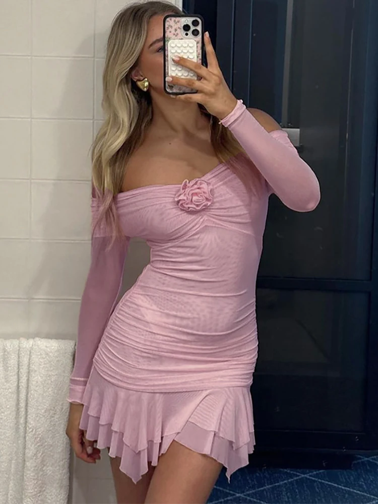 Pink Double Layers Strapless Sexy Party Dress Women Off Shoulder Long Sleeve Short Spring Dresses Casual Clubwear Y2K Vestidos
Pink Double Layers Strapless Sexy Party Dress Women Off Shoulder Long Sleeve Short Spring Dresses Casual Clubwear Y2K Vestidos