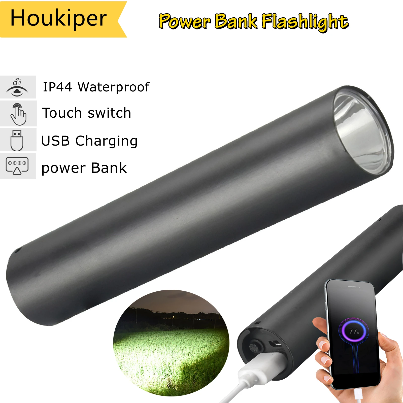 LED Outdoor Highlight Power Bank Flashlight 3 Light Modes USB Charging Flashlight 3030 Wick Strong Flashlight IP44 Waterproof 
LED Outdoor Highlight Power Bank Flashlight 3 Light Modes USB Charging Flashlight 3030 Wick Strong Flashlight IP44 Waterproof