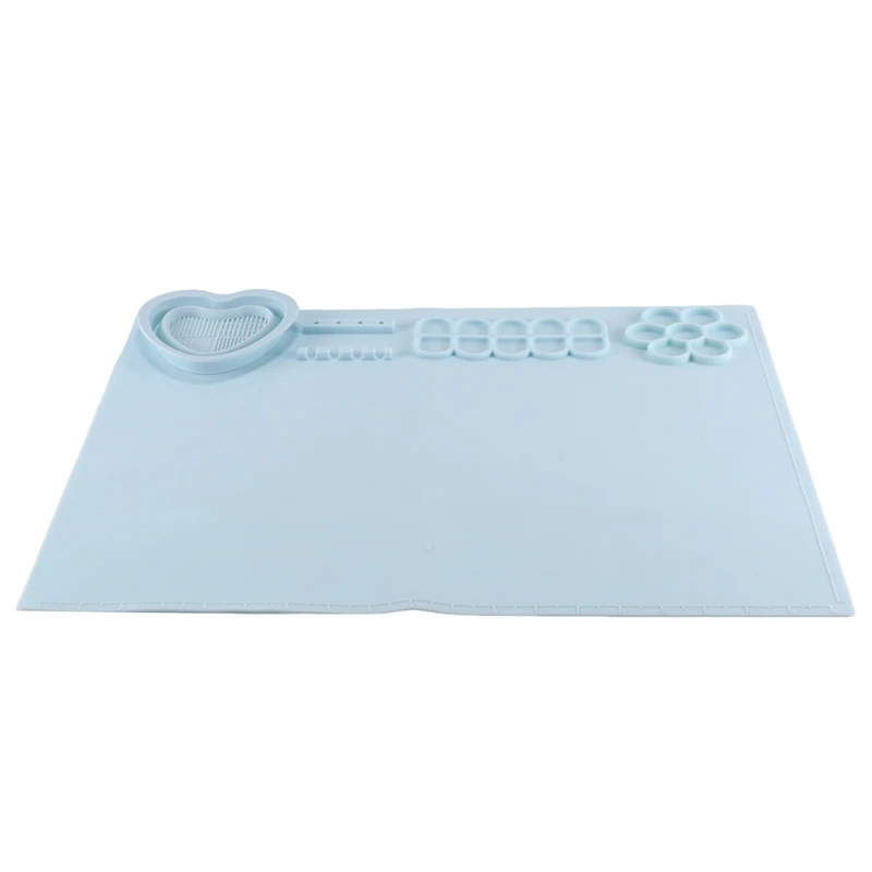 

Silicone Mats For Crafts, Resin Jewelry Casting Molds Mat With Cleaning Cup, Nonstick Nonslip Silicone Sheet(Light Blue)