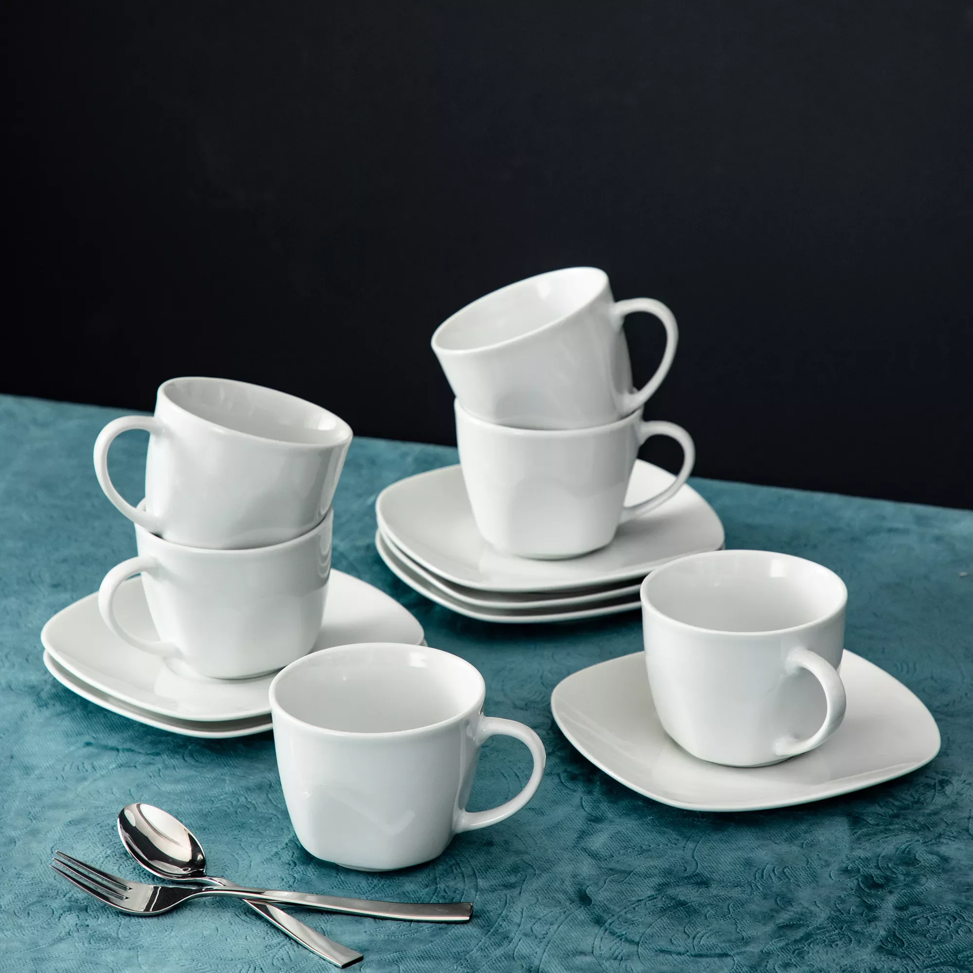 Series Elisa Ivory White China Ceramic Porcelain Drinkware Coffee Tea Cup Service Set with 6 Piece Cups and Saucers
Series Elisa Ivory White China Ceramic Porcelain Drinkware Coffee Tea Cup Service Set with 6 Piece Cups and Saucers