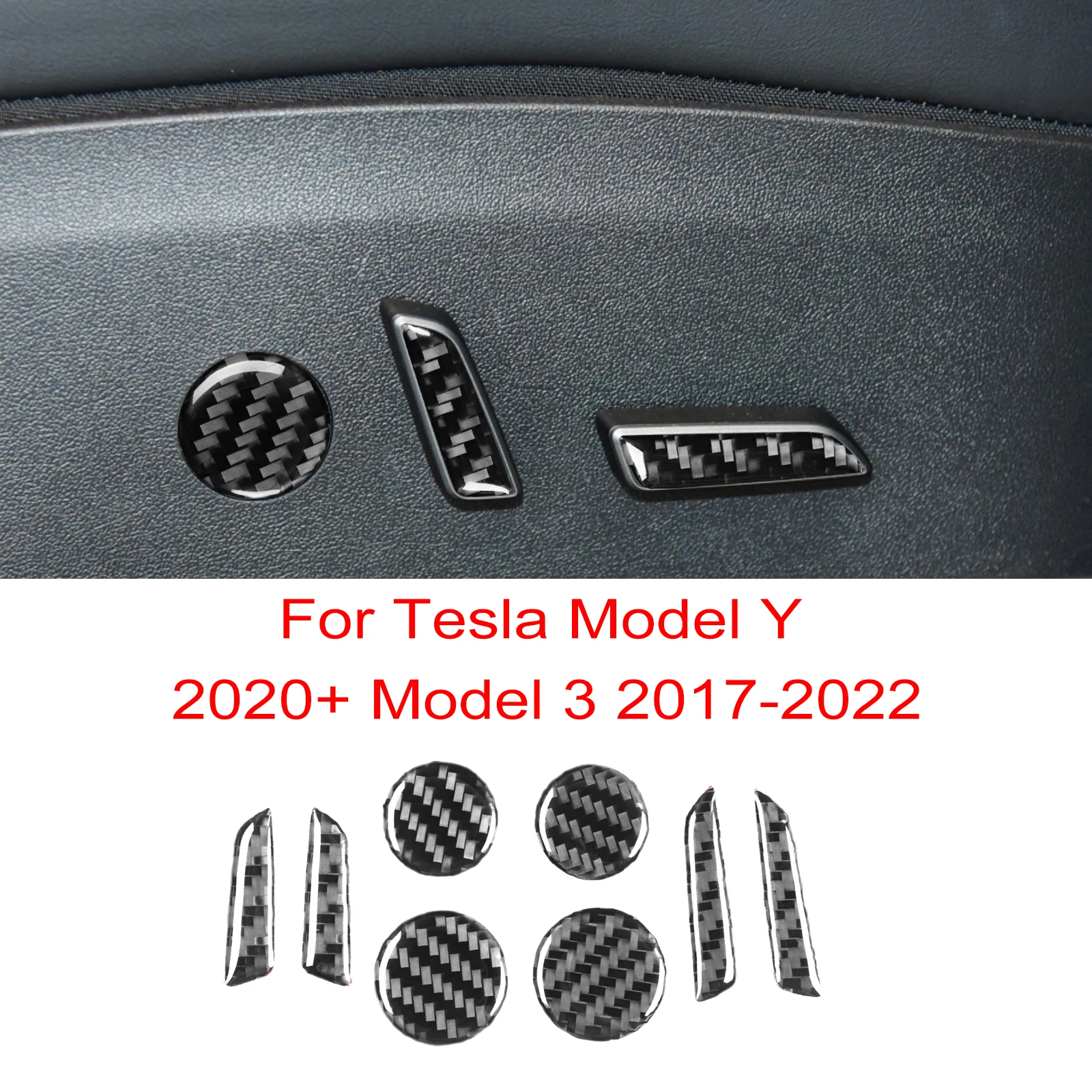 

Для Tesla Model 3, модель Y, кнопки переключения сиденья из углеродного волокна, накладка на крышку, Черные Аксессуары для стайлинга интерьера автомобиля, стикеры, Новинка