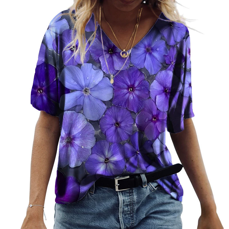Women Hot New Fashion 3D Printing Tops For Summer 2022 Female Short Sleeve V-Neck Loose Casual Pullovers Ladies Multicolor Tops
Women Hot New Fashion 3D Printing Tops For Summer 2022 Female Short Sleeve V-Neck Loose Casual Pullovers Ladies Multicolor Tops