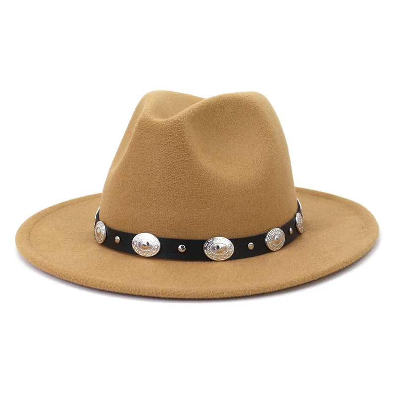 

Fedora Hat Men Women Black leather Belt Decoration Felt Hats Artificial Wool Blend Winter Fedora Hats Church Wedding Party Jazz