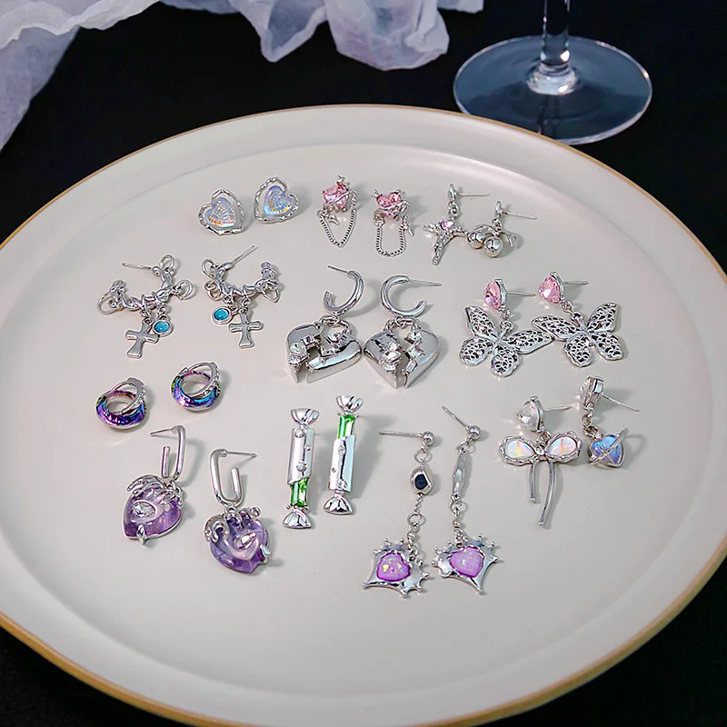 Korean Small Crystal Heart Earring For Women Girl Fashion Delicate Wedding Charm Stone Cross Butterfly Geometric Dangle Earring
Korean Small Crystal Heart Earring For Women Girl Fashion Delicate Wedding Charm Stone Cross Butterfly Geometric Dangle Earring
