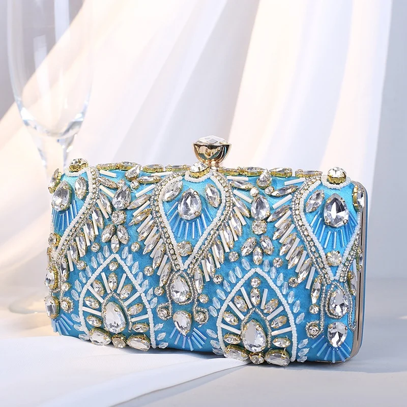 Women's Evening Clutch Bag Party Purse Luxury Wedding Clutch for Bridal Exquisite Crystal Ladies Handbag Gold Black Blue Wallet 
Women's Evening Clutch Bag Party Purse Luxury Wedding Clutch for Bridal Exquisite Crystal Ladies Handbag Gold Black Blue Wallet