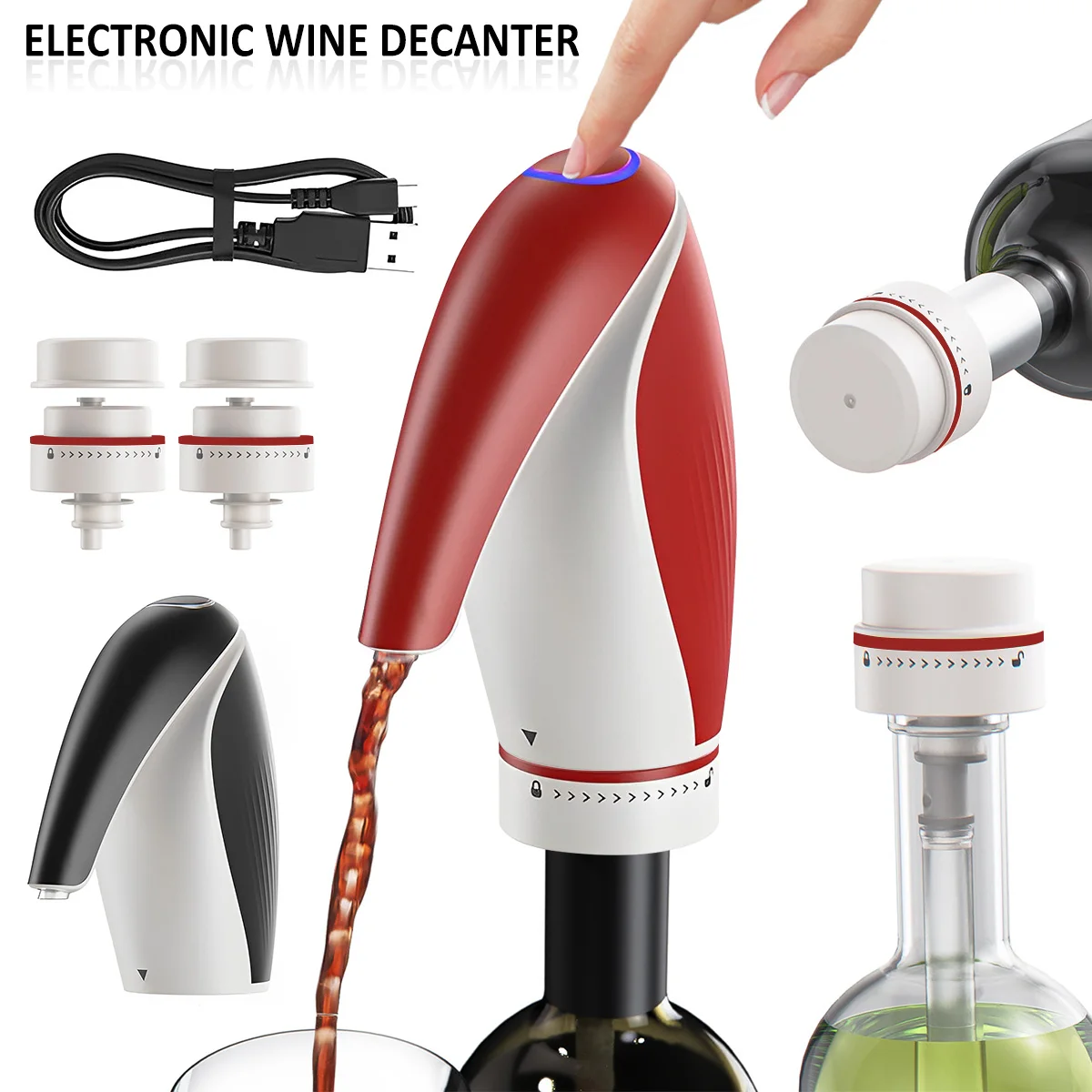 

L Электрический аэратор для вина, USB Перезаряжаемый аэратор для вина в виде пингвина, экономный диспенсер для вина, автоматический диспенсер...