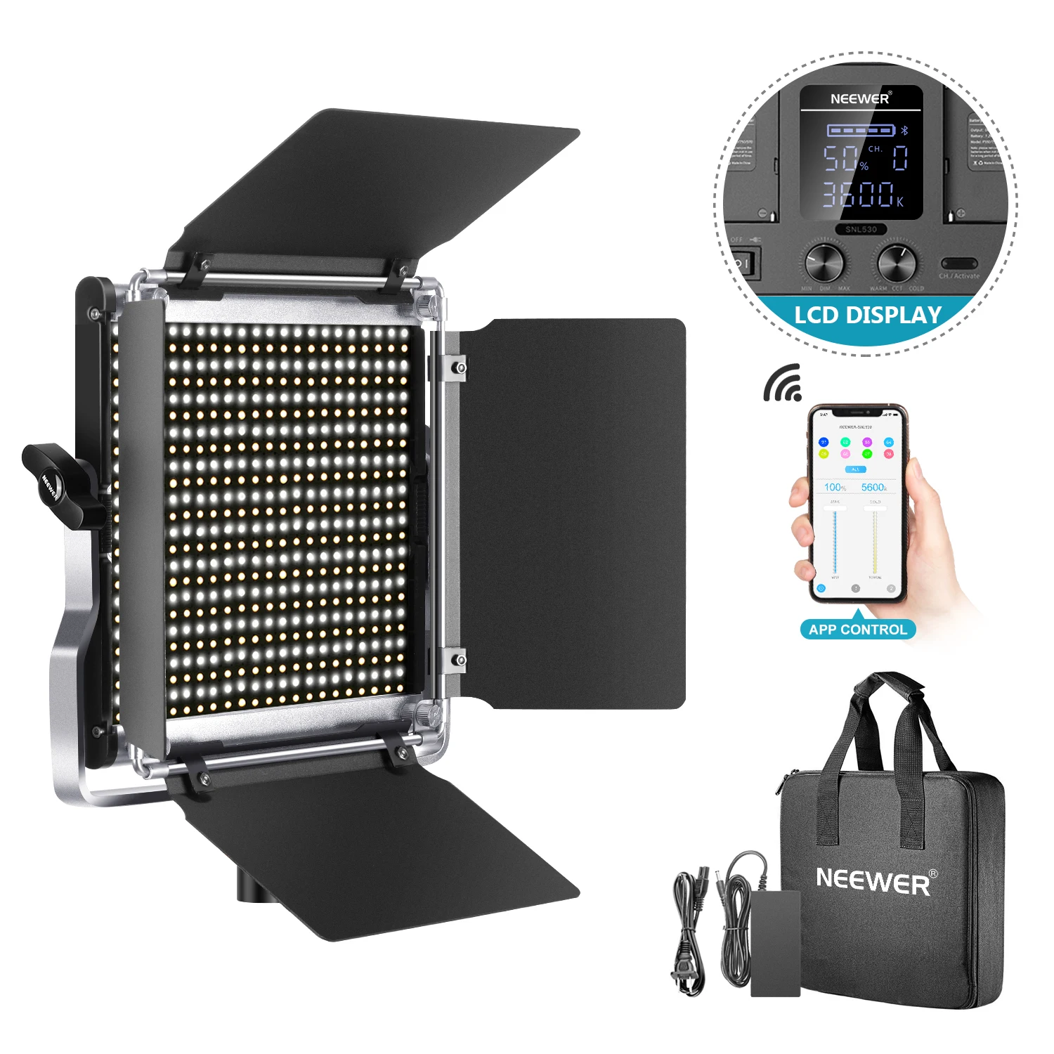 Neewer 528 LED Video Light, Dimmable Bi-Color Photography Lighting Kit with APP Intelligent Control System Professional
Neewer 528 LED Video Light, Dimmable Bi-Color Photography Lighting Kit with APP Intelligent Control System Professional