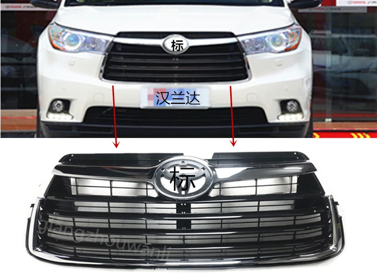 For highlander 2015 2016 2017 original car in the net front bumper radiator front racing grille plating on the grille
For highlander 2015 2016 2017 original car in the net front bumper radiator front racing grille plating on the grille