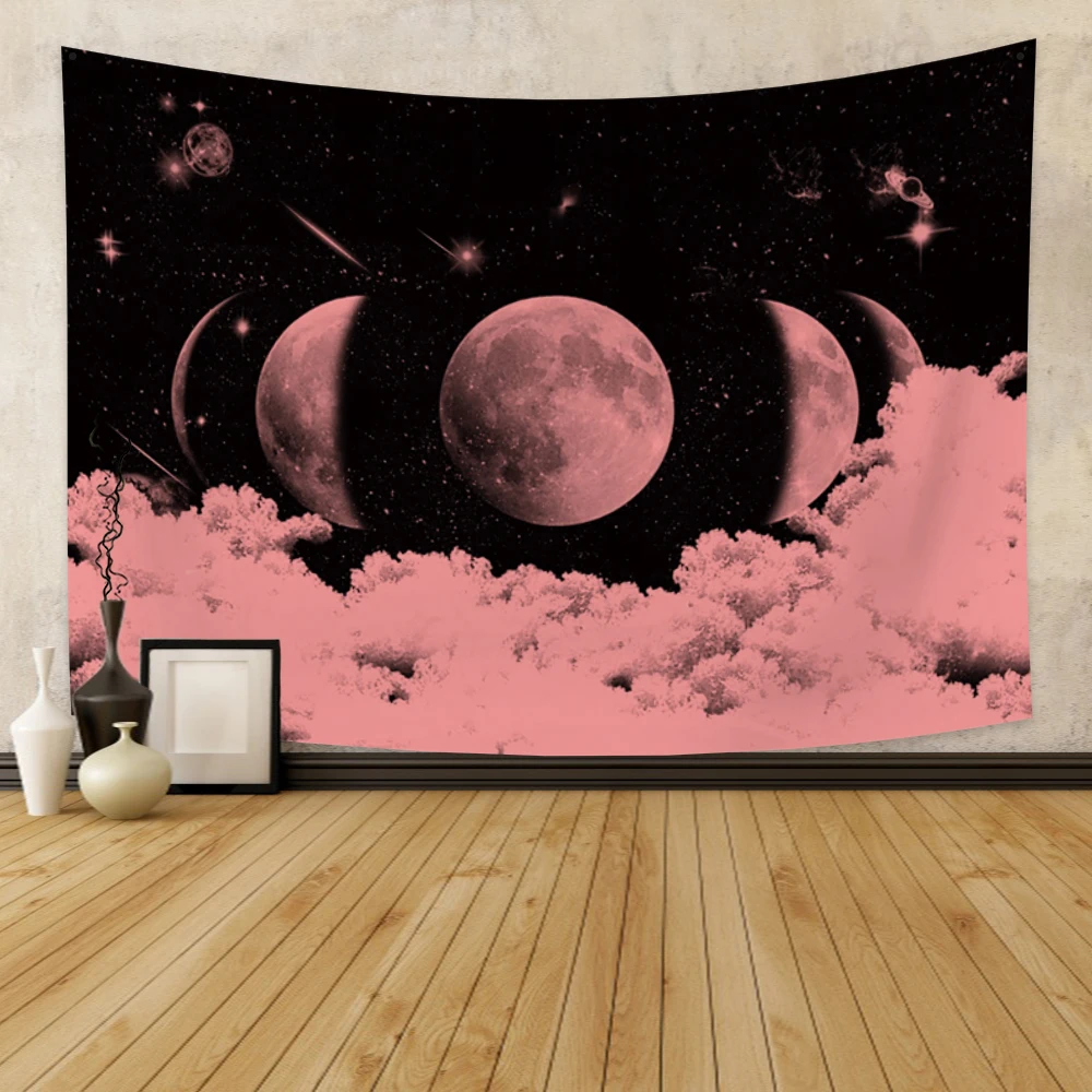Psychedelic Moon Phase Tapestry Black Night Sky Pink Cloud Wall Hanging Moon Blanket Home Decor Wall Hanging Tapestry
Psychedelic Moon Phase Tapestry Black Night Sky Pink Cloud Wall Hanging Moon Blanket Home Decor Wall Hanging Tapestry