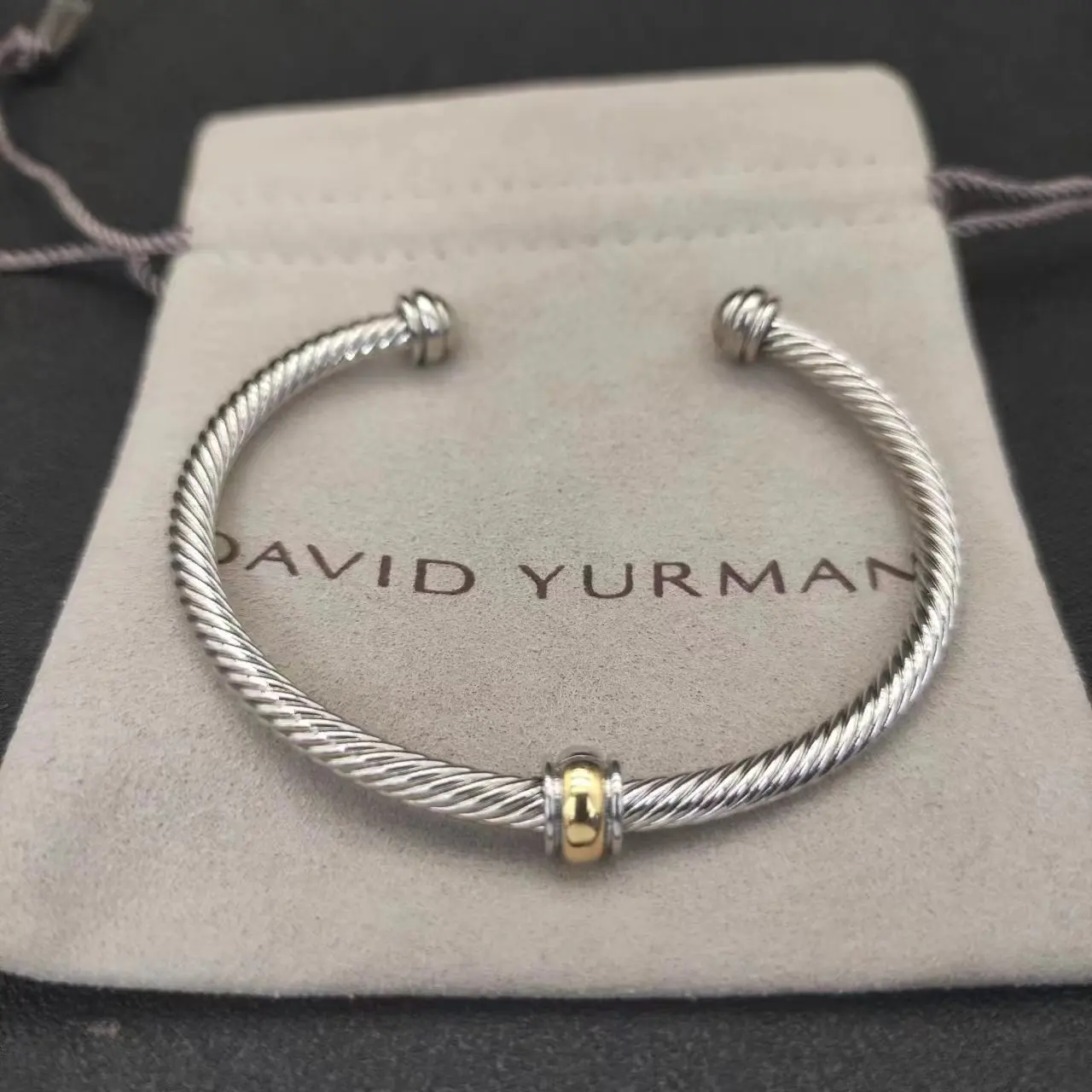 

High Quality Men's 4mm Bracelet David Yurman Cable Classic BuckleBracelet With 14k Gold 925 Sterling Silver Free Shipping