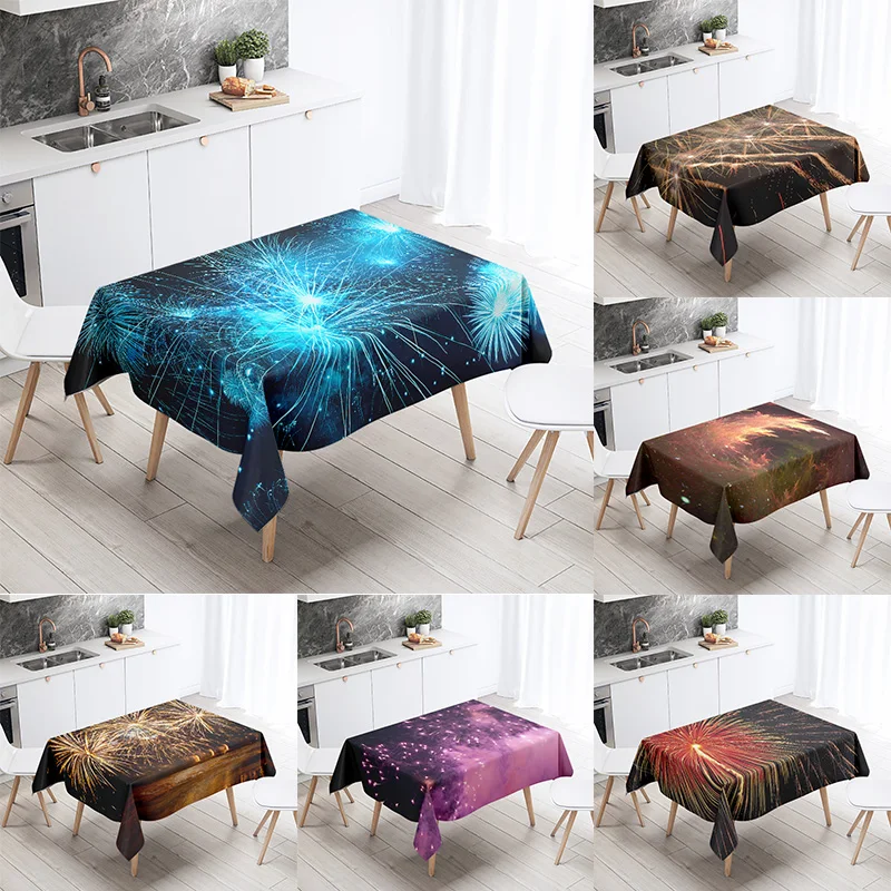 

Beautiful Charming Fireworks Tablecloth Wedding Party Restaurant Banquet Decor Stain Resistant Waterproof Table Home Decor