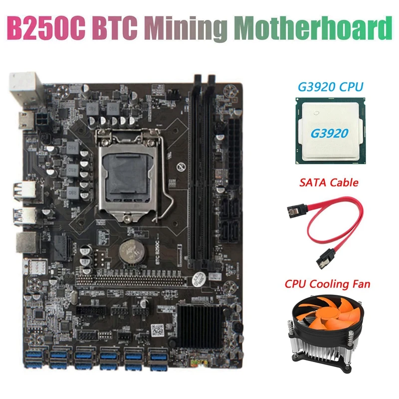 Материнская плата B250C для майнинга BTC с ЦП G3920 или G3930 + кабель SATA + вентилятор 12xpcie на USB3.0, слот для графической карты LGA1151, поддержка DDR
Материнская плата B250C для майнинга BTC с ЦП G3920 или G3930 + кабель SATA + вентилятор 12xpcie на USB3.0, слот для графической карты LGA1151, поддержка DDR