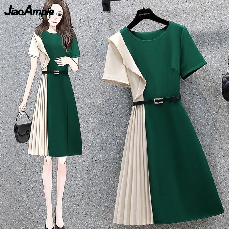 Women Graceful Patchwork Ruffles Midi Summer Dress 2022 Office Lady Elegant Green O-Neck Dresses with Waistbelt Fashion Clothes
Women Graceful Patchwork Ruffles Midi Summer Dress 2022 Office Lady Elegant Green O-Neck Dresses with Waistbelt Fashion Clothes