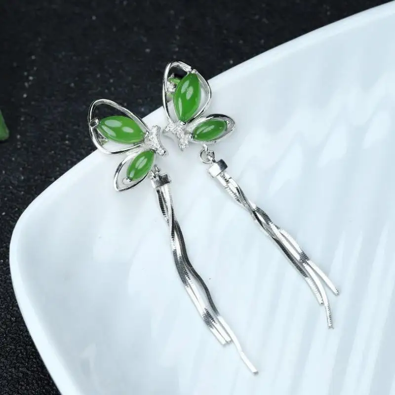 Send Certificate Natural Green Jade 925 Sterling Silver Butterfly Tassel Earrings Women Fine Jewelry Hetian Jades Dangle Earring
Send Certificate Natural Green Jade 925 Sterling Silver Butterfly Tassel Earrings Women Fine Jewelry Hetian Jades Dangle Earring