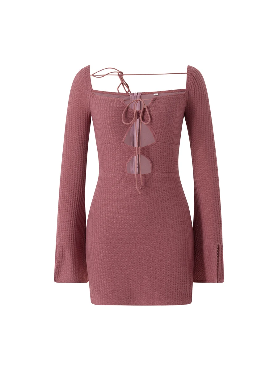 Women Casual Dress Solid Color Long Sleeve Off-Shoulder Hollow-Out Split Short Dress
Women Casual Dress Solid Color Long Sleeve Off-Shoulder Hollow-Out Split Short Dress