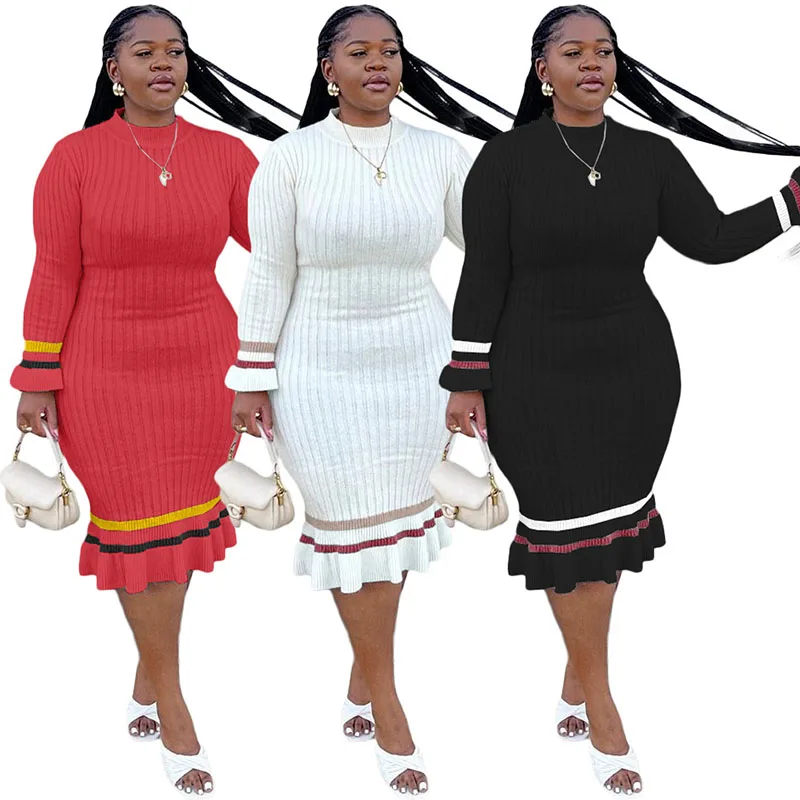 4XL Plus Size Knitted Dress Women 2022 Spring Long Sleeve Color Block Robes Fashion Elastic Streetwear African Dresses for Women
4XL Plus Size Knitted Dress Women 2022 Spring Long Sleeve Color Block Robes Fashion Elastic Streetwear African Dresses for Women