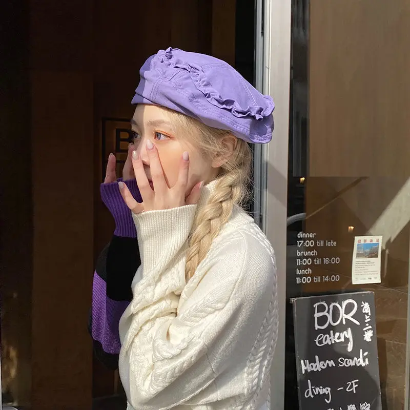 Spring Korean Version Pleated Purple Hats All-match Fashion Ins Retro Beret Hat Sombreros De Mujer Gorras Para Mujer
Spring Korean Version Pleated Purple Hats All-match Fashion Ins Retro Beret Hat Sombreros De Mujer Gorras Para Mujer