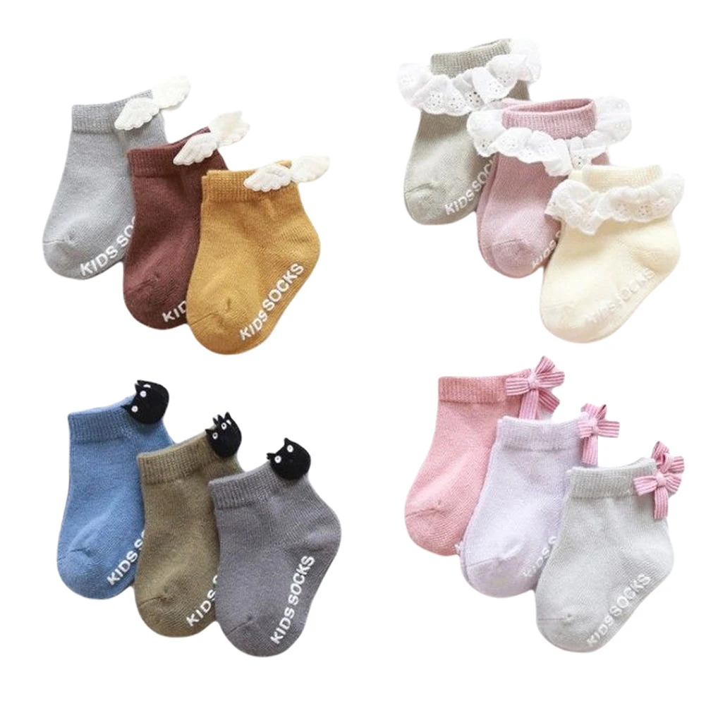 3 Pairs Baby Girl Boy Socks Lace Decoration 3D Cartoon Design 0-3Y Infants Toddlers Kids Non Slip Socks Clothing Accessories
3 Pairs Baby Girl Boy Socks Lace Decoration 3D Cartoon Design 0-3Y Infants Toddlers Kids Non Slip Socks Clothing Accessories