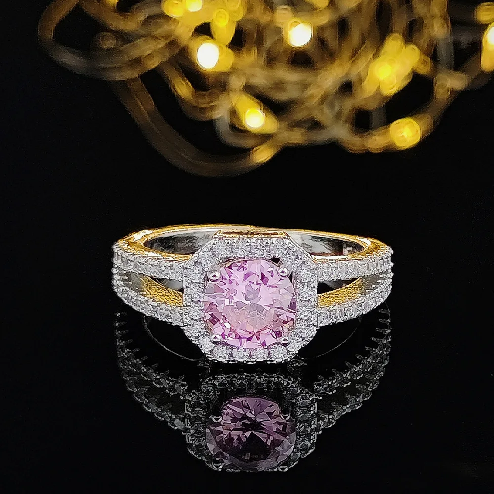 Punki New Sparkle Square Finger Rings with Pink Rounnd Cubic Zircoin for Women Fashion Wedding Engagement Jewelry
Punki New Sparkle Square Finger Rings with Pink Rounnd Cubic Zircoin for Women Fashion Wedding Engagement Jewelry