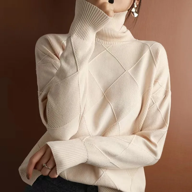 Winter Women Cashmere Turtleneck Sweater Knitted High Neck Pullover Pure Wool Loose Top Femme Women Sweater
Winter Women Cashmere Turtleneck Sweater Knitted High Neck Pullover Pure Wool Loose Top Femme Women Sweater
