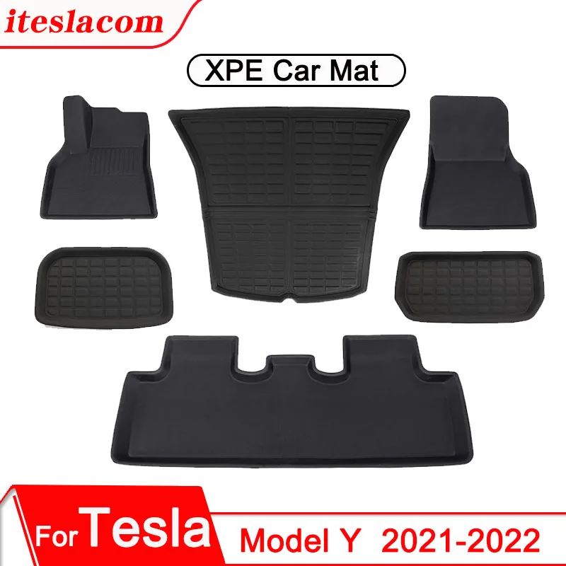 

[Коврики для автомобиля премиум-качества] для Tesla Model Y 2021 2022 коврик для багажника XPE 3D напольные коврики передние/задние накладки для хранени...