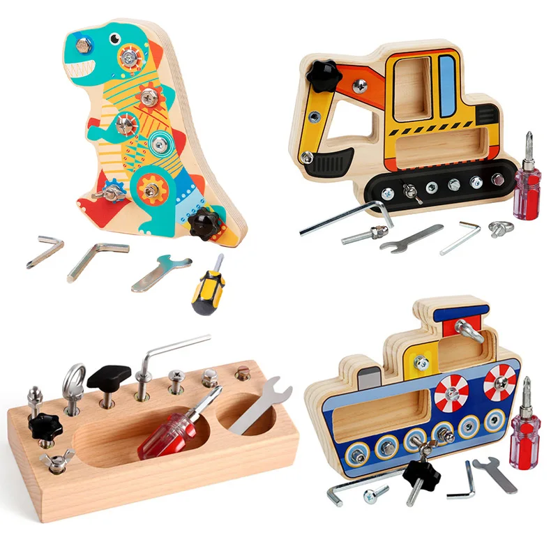 

Доска-шуруповерт Монтессори для детей, сенсорные обучающие игрушки для малышей, деревянный набор инструментов, отвертка для мелкой моторики