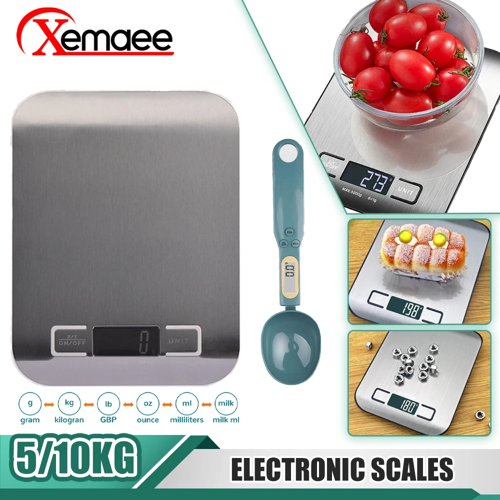 

5/10KG Kitchen Scales Stainless Steel Weighing for Food Diet Postal Balance Measuring LCD Scale Baking Precision Electronic