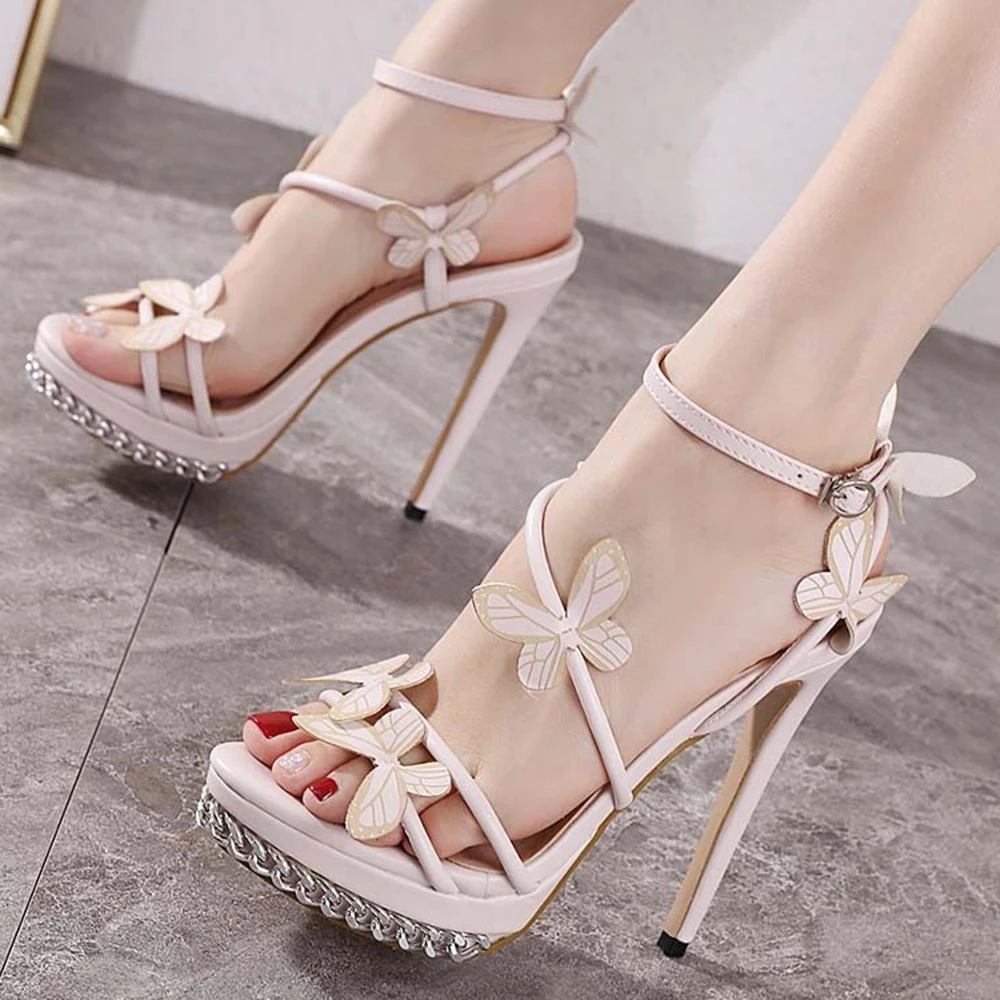 Butterfly Sexy Women Dress Platform Sandals Fashion 14CM Spike High Heel Lady Party Shoes Plus Big Size Sandalias mujer ks827 
Butterfly Sexy Women Dress Platform Sandals Fashion 14CM Spike High Heel Lady Party Shoes Plus Big Size Sandalias mujer ks827