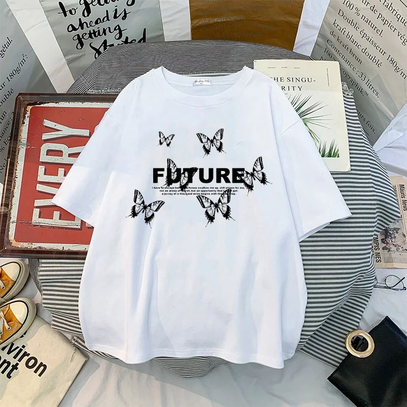 New Summer Harajuku Butterfly Letter Printing Short Sleeve T-shirt Spring/summer Leisure Women's Fashion Street Wear Versatile F
New Summer Harajuku Butterfly Letter Printing Short Sleeve T-shirt Spring/summer Leisure Women's Fashion Street Wear Versatile F