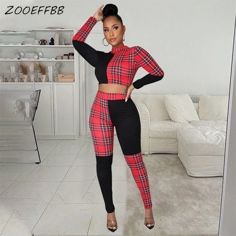 ZOOEFFBB Plaid Patchwork Two Piece Set Long Sleeve Crop Top Fitness Pants Workout Clothes for Women Sexy Club Matching Outfits
ZOOEFFBB Plaid Patchwork Two Piece Set Long Sleeve Crop Top Fitness Pants Workout Clothes for Women Sexy Club Matching Outfits