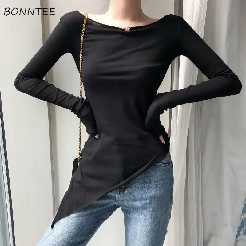 T-shirts Women Fit Irregular Spring Fashion Korean Ropa Slash Neck Casual Chic Soft Tender Ins Skinny Inside Student Streetwear
T-shirts Women Fit Irregular Spring Fashion Korean Ropa Slash Neck Casual Chic Soft Tender Ins Skinny Inside Student Streetwear