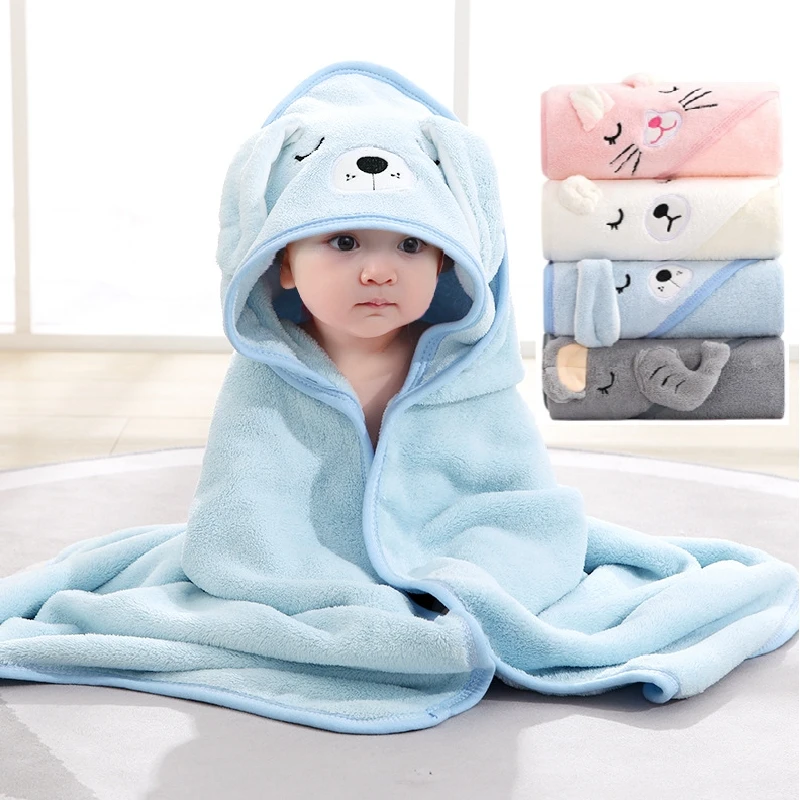 

80x80cm Newborn Wrap Blanket Baby Soft Warm Cloak Blanket Children Bath Towel Infant Swaddle Coral Fleece Blanket For 0-12 Month