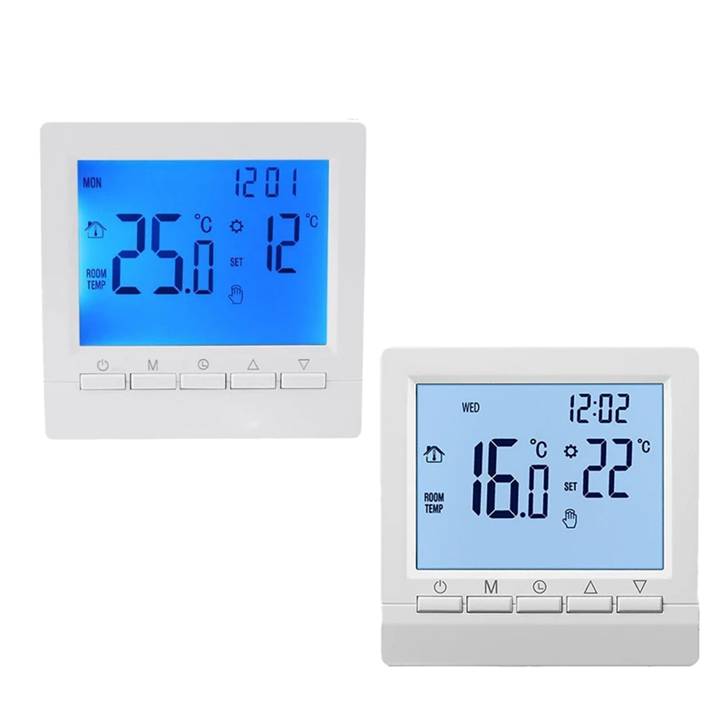 Temperature Controller With Backlight LCD Large Screen Wall Room Heating Temperature Controller Blue Light
Temperature Controller With Backlight LCD Large Screen Wall Room Heating Temperature Controller Blue Light