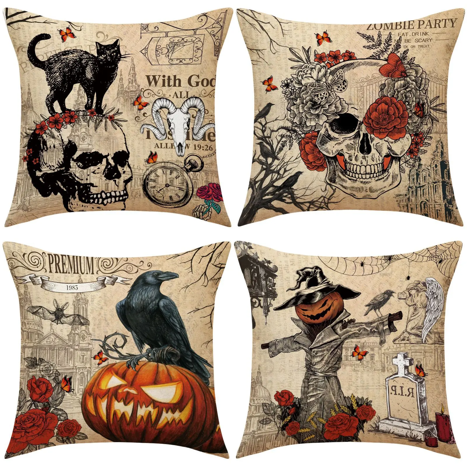 45x45cm Halloween Pillowcase Pumpkin Skull Black Cat Linen Pillow Cover Ghost Festival Party Happy Halloween Decor for Home 2023 
45x45cm Halloween Pillowcase Pumpkin Skull Black Cat Linen Pillow Cover Ghost Festival Party Happy Halloween Decor for Home 2023