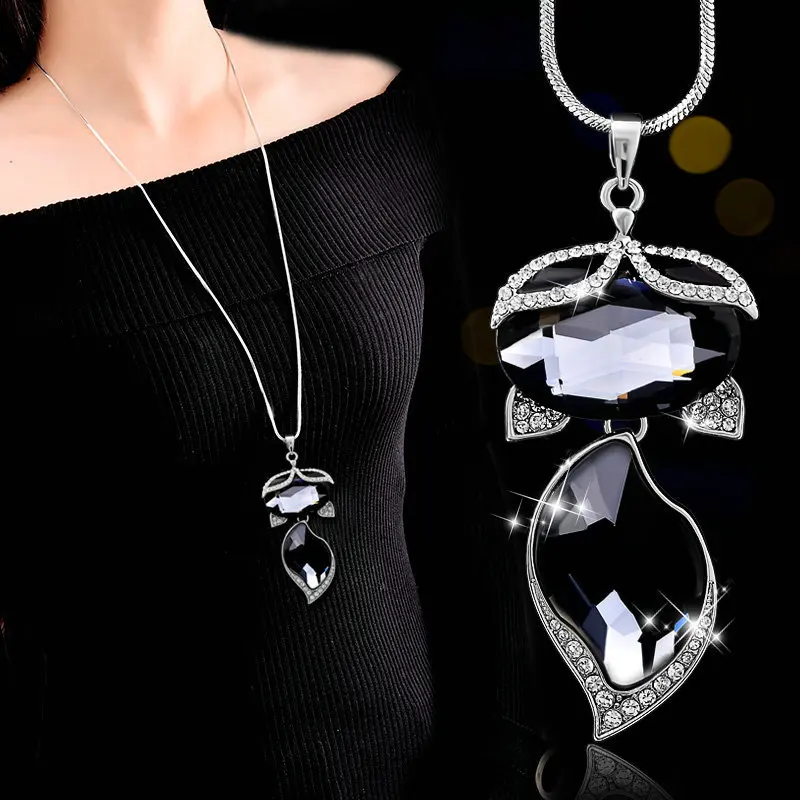 

LEEKER Classic Black Blue Cubic Zirconia Necklace For Women Fox Pendants and necklaces Fashion Jewelry 2022 New Arrival 005 LK2