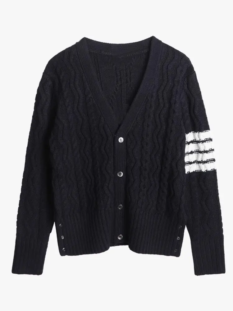 TB THOM Men's & Women's Sweaters Classic Striped Twist v-Neck Cardigans Winter Keep Warm Sweaters Casual High-Quality Coat 
TB THOM Men's & Women's Sweaters Classic Striped Twist v-Neck Cardigans Winter Keep Warm Sweaters Casual High-Quality Coat